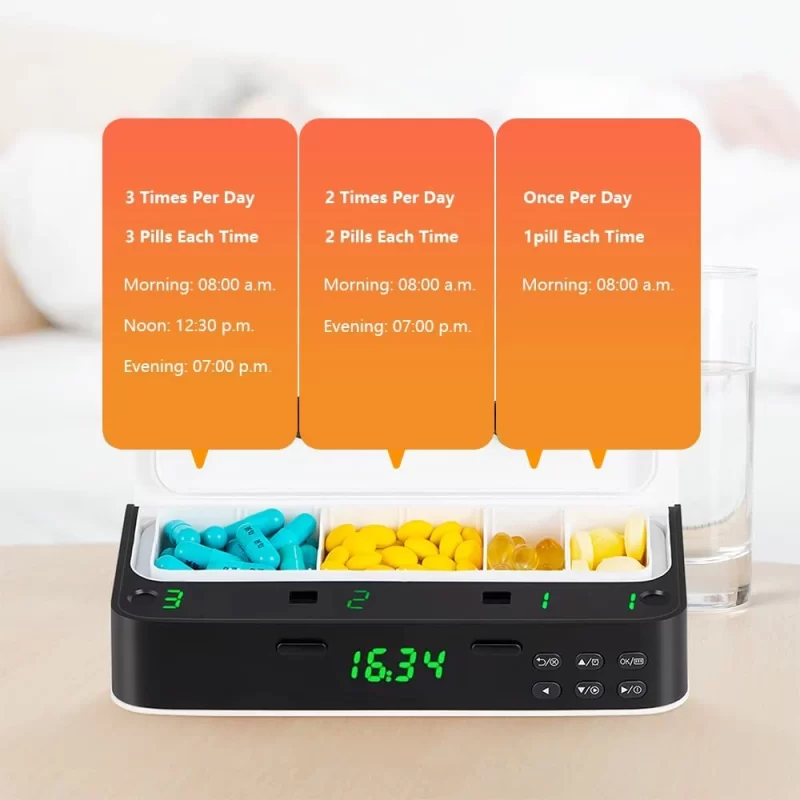 New Smart Pill Dispenser Medicine Pill Box Organizer For 7 Days Organizer Container Intelligent Alarm Home Pill Box With Timer 3