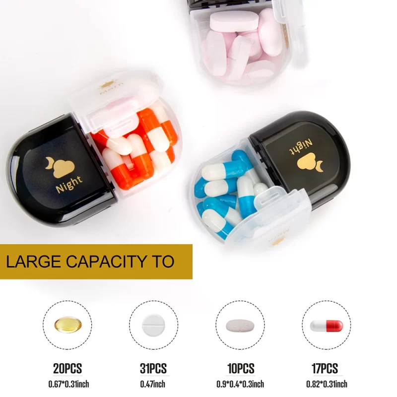 Extra Large Weekly Pill Organizer 2 Times a Day 7 Day Pill Box Case AM PM Portable Travel Medicine Organizer Box for Fish Oils 3