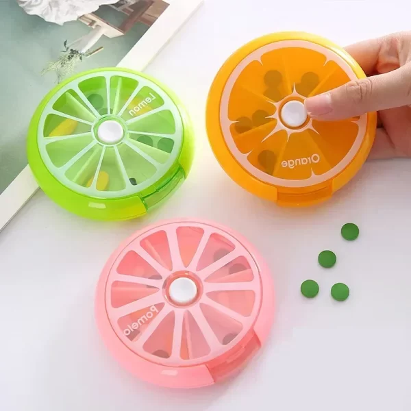 Mini Pill Box Weekly Medicine Pill Box Rotating Box Case Splitter Pills Organizer Portable Travel 7 Day Pill Container Case 3