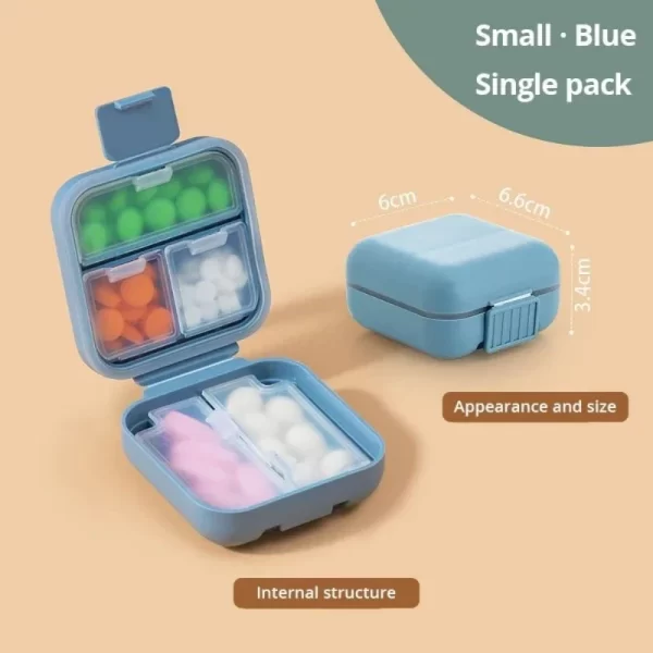 1/2PCS Pill Organizer Moisture Proof Small Pills Box ,Portable Sealed Pill Storage Box Compartment Pill Case Medicine Container 6