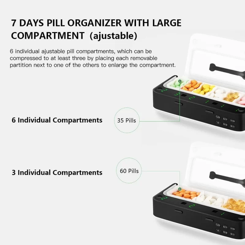 New Smart Pill Dispenser Medicine Pill Box Organizer For 7 Days Organizer Container Intelligent Alarm Home Pill Box With Timer 4