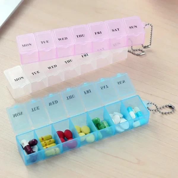 Portable Home Travel Small Case Weekly (7 Days) Pill Box and Planner 7 Compartments Plastic Organizer for Medicine Storage 2