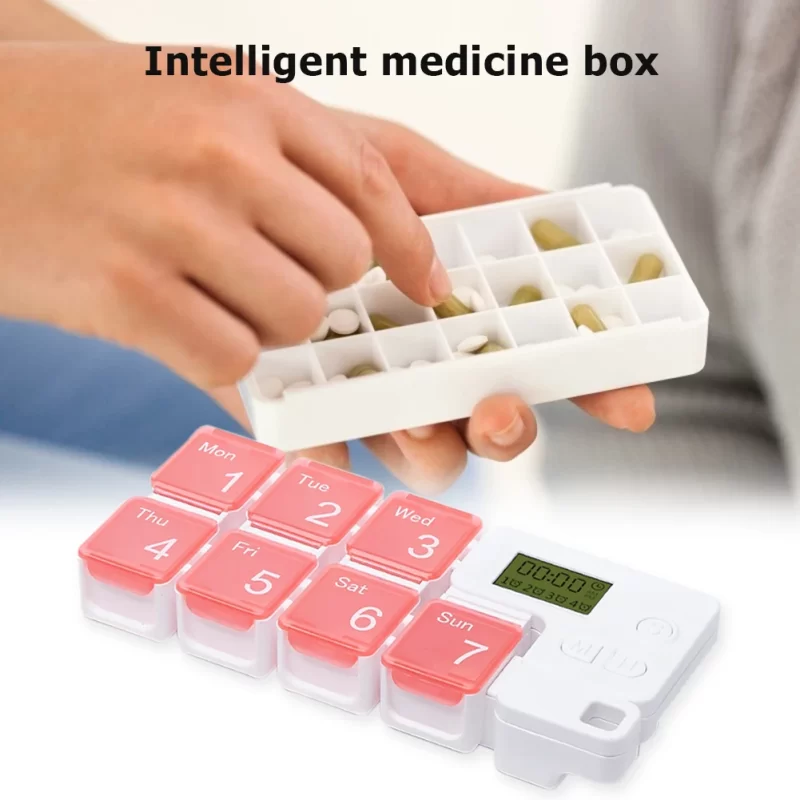 Smart 7-Day Pill Storage Box Electronic Timing Reminder Medicine Boxes Alarm Timer Pills Organizer Pill Drug Container 4