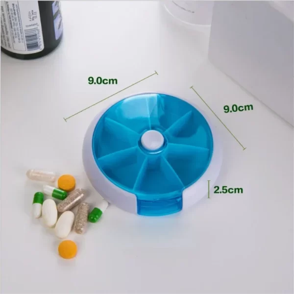 Mini Pill Box Weekly Medicine Pill Box Rotating Box Case Splitter Pills Organizer Portable Travel 7 Day Pill Container Case 5