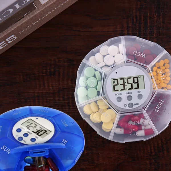 Separated Pill Organizer Dust-proof Pill Box Case Electronic Timer Alarm Clock Reminder Medicine Storage Dispenser 1