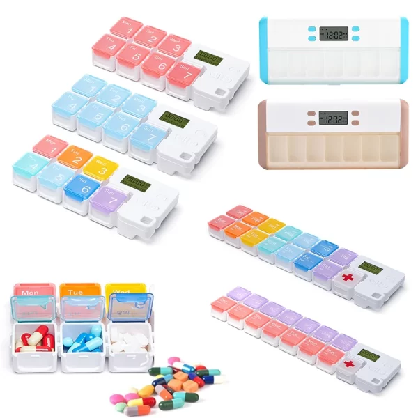 Smart 7-Day Pill Storage Box Electronic Timing Reminder Medicine Boxes Alarm Timer Pills Organizer Pill Drug Container 1