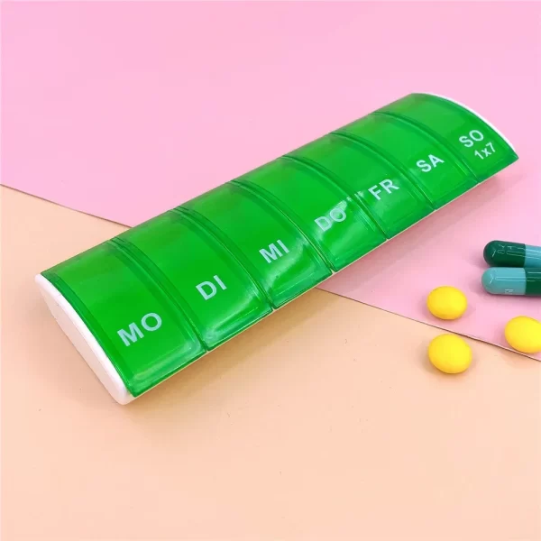 1PC Portable 7 Days Weekly Tablet Pill Medicine Box Holder Storage Organizer Container Case Pill Box Splitters 6