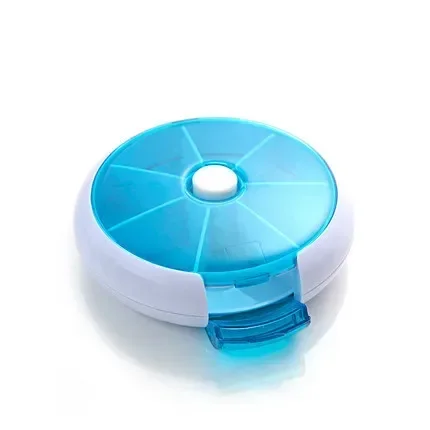 Mini Pill Box Weekly Medicine Pill Box Rotating Box Case Splitter Pills Organizer Portable Travel 7 Day Pill Container Case 7