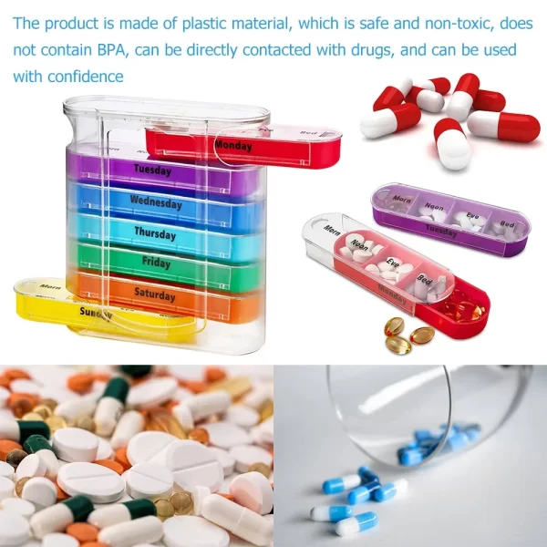 7 Days Pill Medicine Box Weekly Monthly Tablet Holder Storage Organizer Container Case Pill Box Splitters Pharmacy Pill Case 2