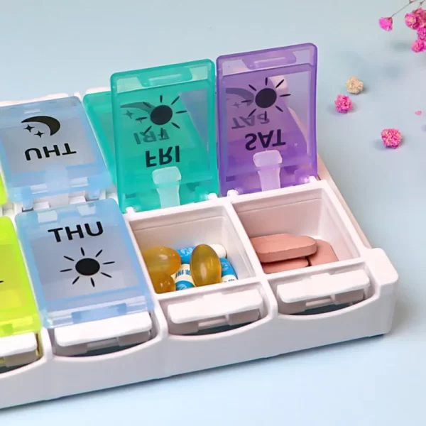 Weekly Portable Travel Pill Cases Box 7 Days Organizer 14 Grids Pills Container Storage Tablets Drug Vitamins Medicine Fish Oils 3