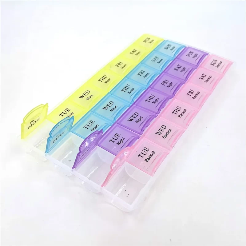 1PCS 4 Row 28 Squares/3Rows 21Grids/2Row 14Grids Weekly 7 Days Tablet Pill Box Holder Medicine Storage Organizer Container Case 2