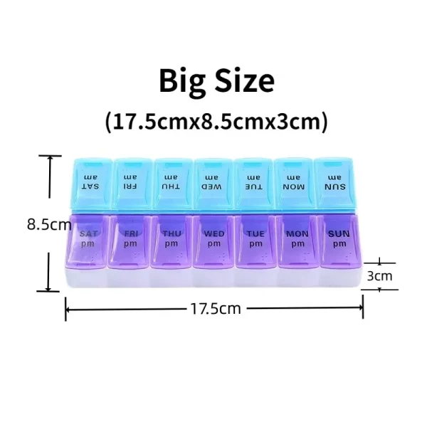 Weekly Pill Case Box Organizer 7 Days 2 Times A Day 14 Grids  Portable Pills Container Storage Drug Vitamins Medicine Fish Oils 5