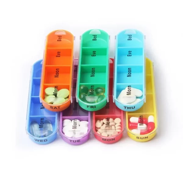 New Pills Organizer for Travel Weekly Pills Box 7 Day Pill Case Daily Medicine Organizer 7 Compartments Pill Container 4