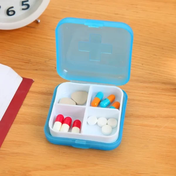 4Grids Cross Print Pill Box Portable Mini Plastic Pill Storage Pure Color Pocket Medicine Box Outdoor Home Pill Case 2