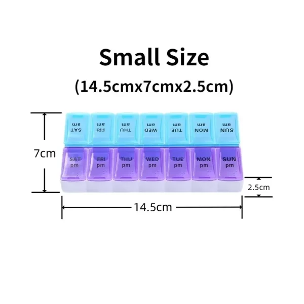 Weekly Pill Case Box Organizer 7 Days 2 Times A Day 14 Grids  Portable Pills Container Storage Drug Vitamins Medicine Fish Oils 4