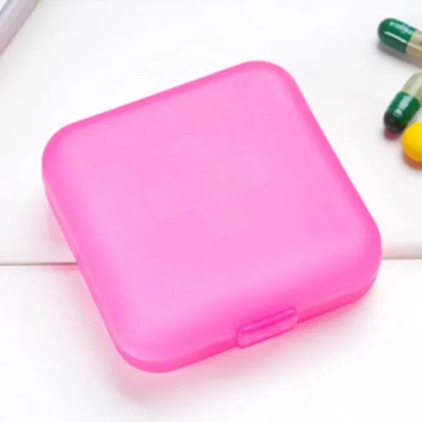 4Grids Cross Print Pill Box Portable Mini Plastic Pill Storage Pure Color Pocket Medicine Box Outdoor Home Pill Case 6