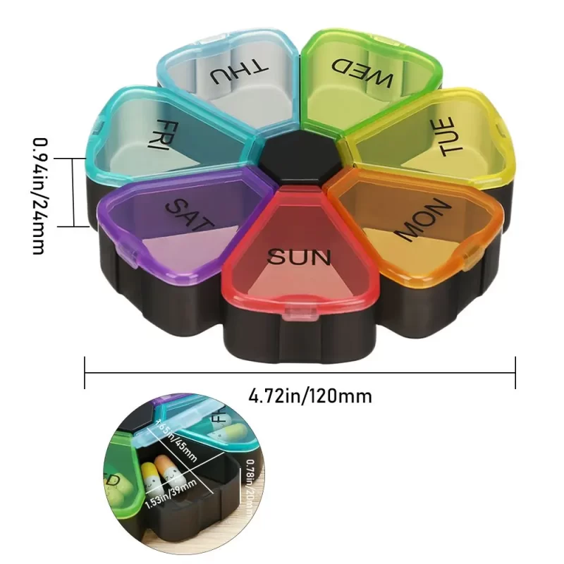 Weekly Travel Organizer Storage Box Portable Medicine Organiser Pill Box Tablet Holder Pill Case 5