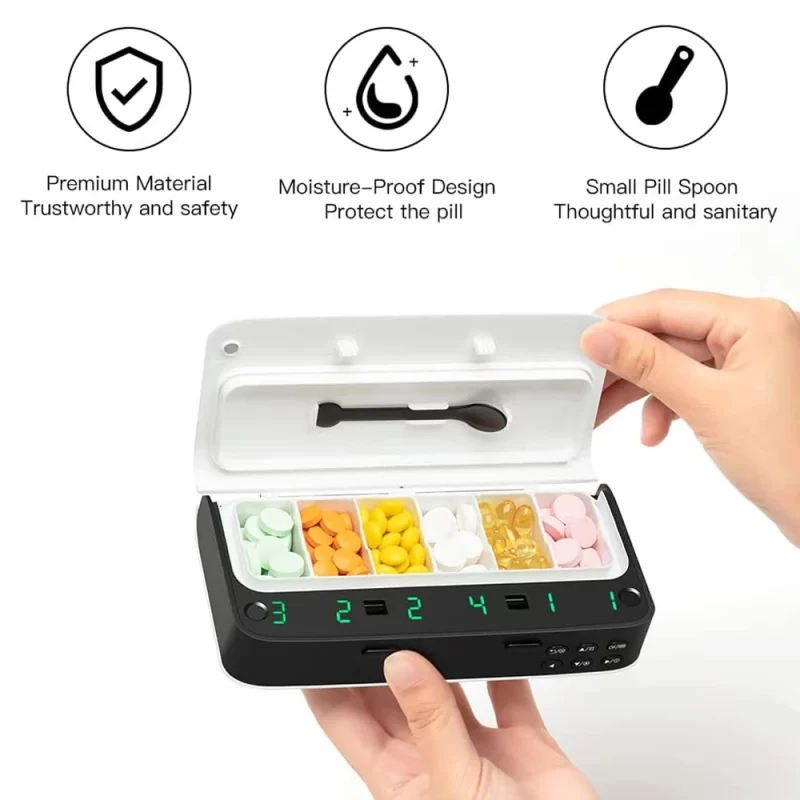 New Smart Pill Dispenser Medicine Pill Box Organizer For 7 Days Organizer Container Intelligent Alarm Home Pill Box With Timer 2