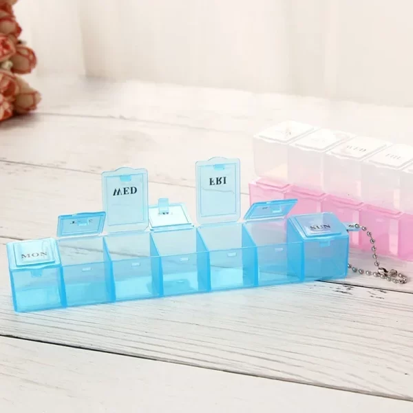 Portable Home Travel Small Case Weekly (7 Days) Pill Box and Planner 7 Compartments Plastic Organizer for Medicine Storage 3