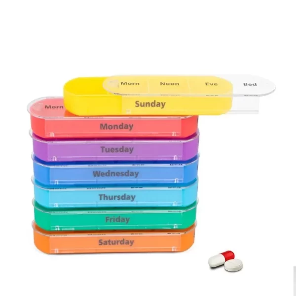 New Pills Organizer for Travel Weekly Pills Box 7 Day Pill Case Daily Medicine Organizer 7 Compartments Pill Container 3